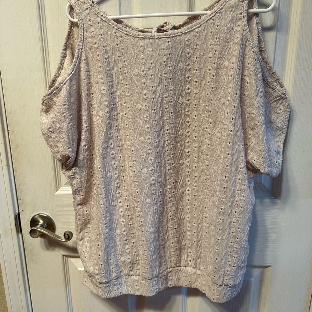 SHEIN Cream Cold Shoulder Blouse